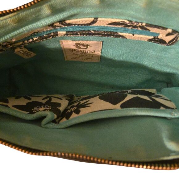 VTG Spartina 449 Duffle Bag & Makeup/Travel Bag Linen Leather Retired RARE - Picture 5 of 16